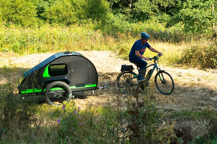 fluiten Speel Alexander Graham Bell Mody fietscaravan is mini-teardrop voor achter de e-bike - Campingtrend