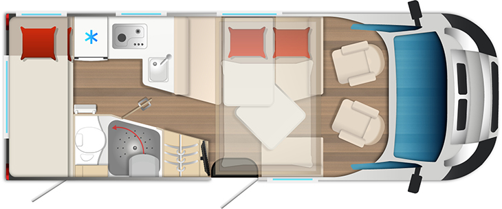 Plattegrond Bürstner Campeo TD 676G